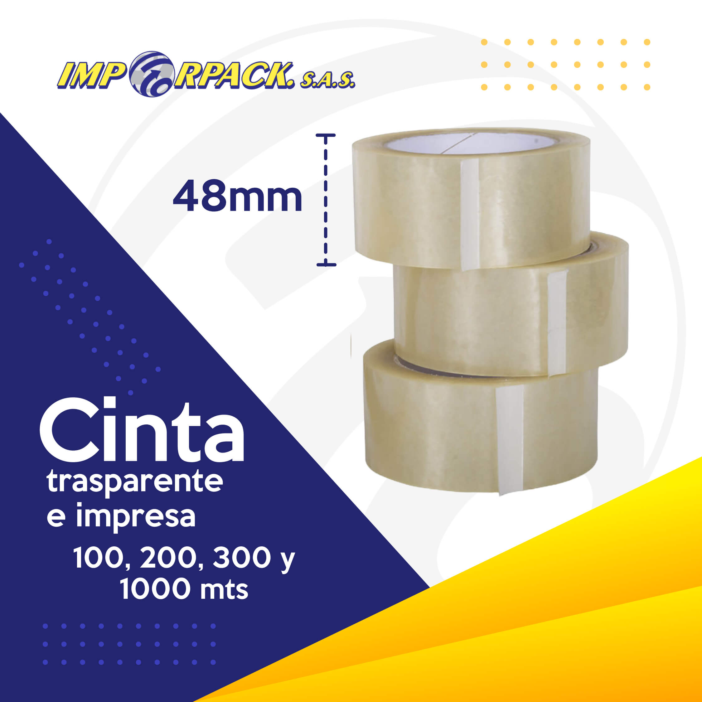 Cinta 48mm para empaque, alto rendimiento y máxima durabilidad.