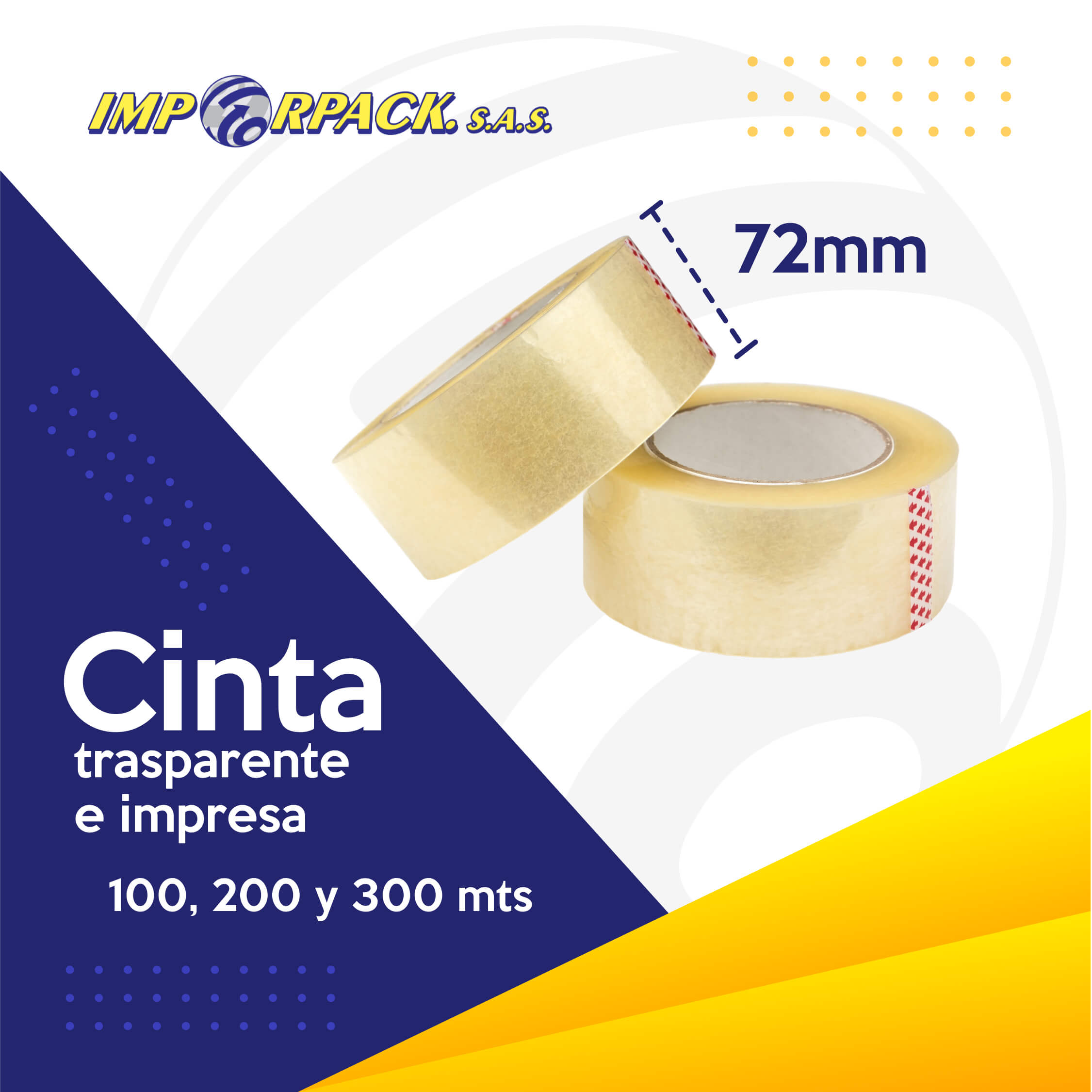 Cinta adhesiva 72mm ideal para embalajes resistentes y seguros.