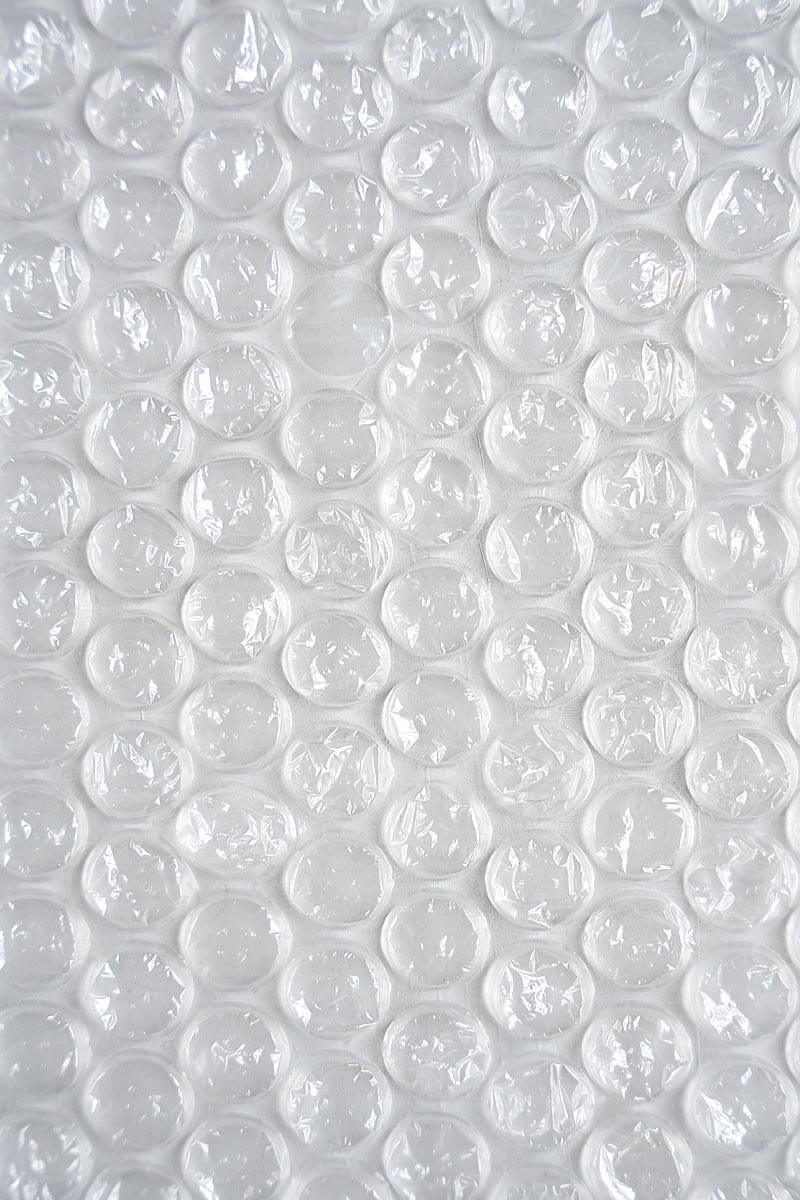 Detalle de plástico burbuja para máxima protección