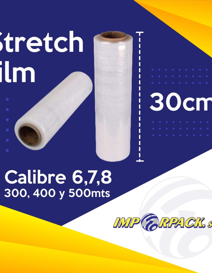 Stretch film de 30 cm con excelente adherencia y resistencia – Calibres 6, 7 y 8