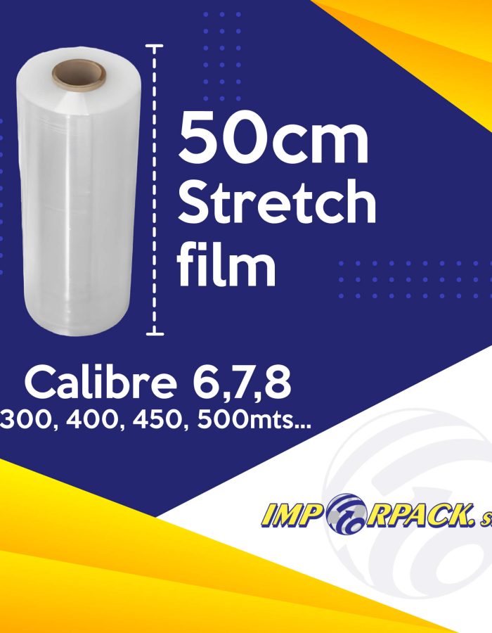Stretch film de 50 cm ideal para embalaje profesional