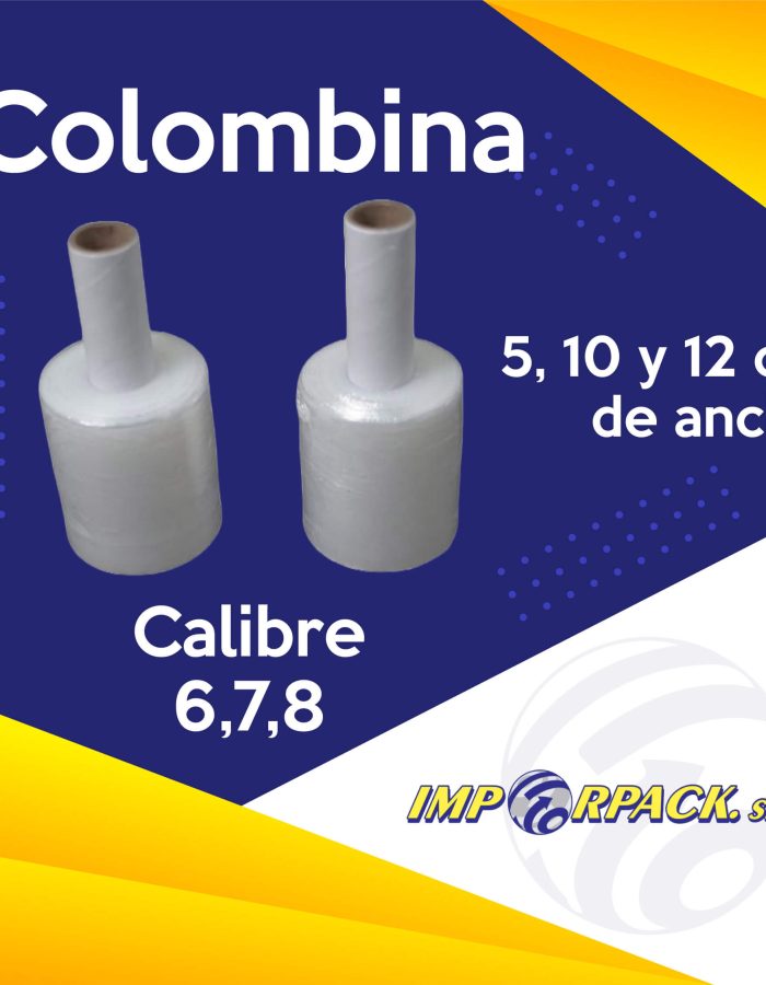 Vinipel tipo colombina en presentaciones de 5, 10 y 12 cm – Calibres 6, 7 y 8