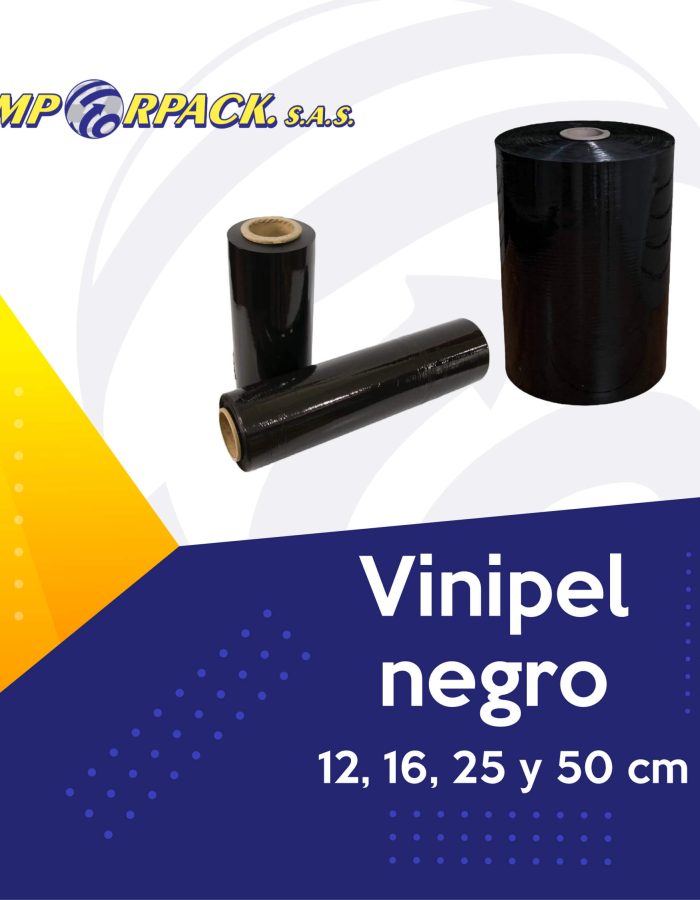 Vinipel negro en presentaciones de 12 a 50 cm – Protección con alta resistencia y opacidad