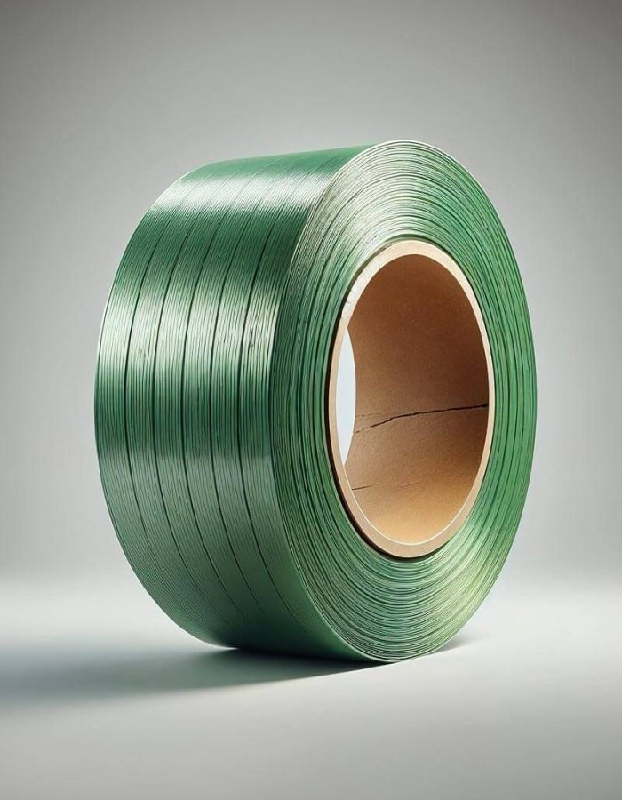 Bobina de zuncho plástico verde para embalaje industrial