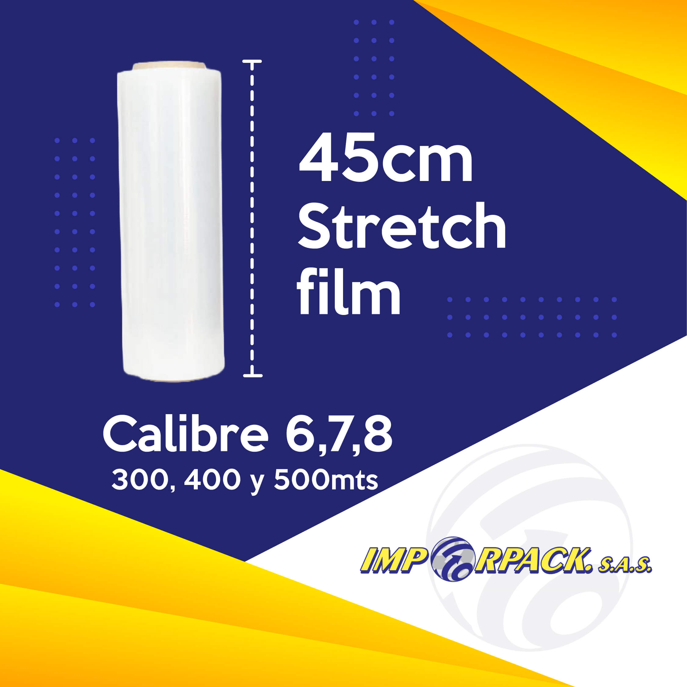 Stretch film de 45 cm para máxima cobertura y resistencia
