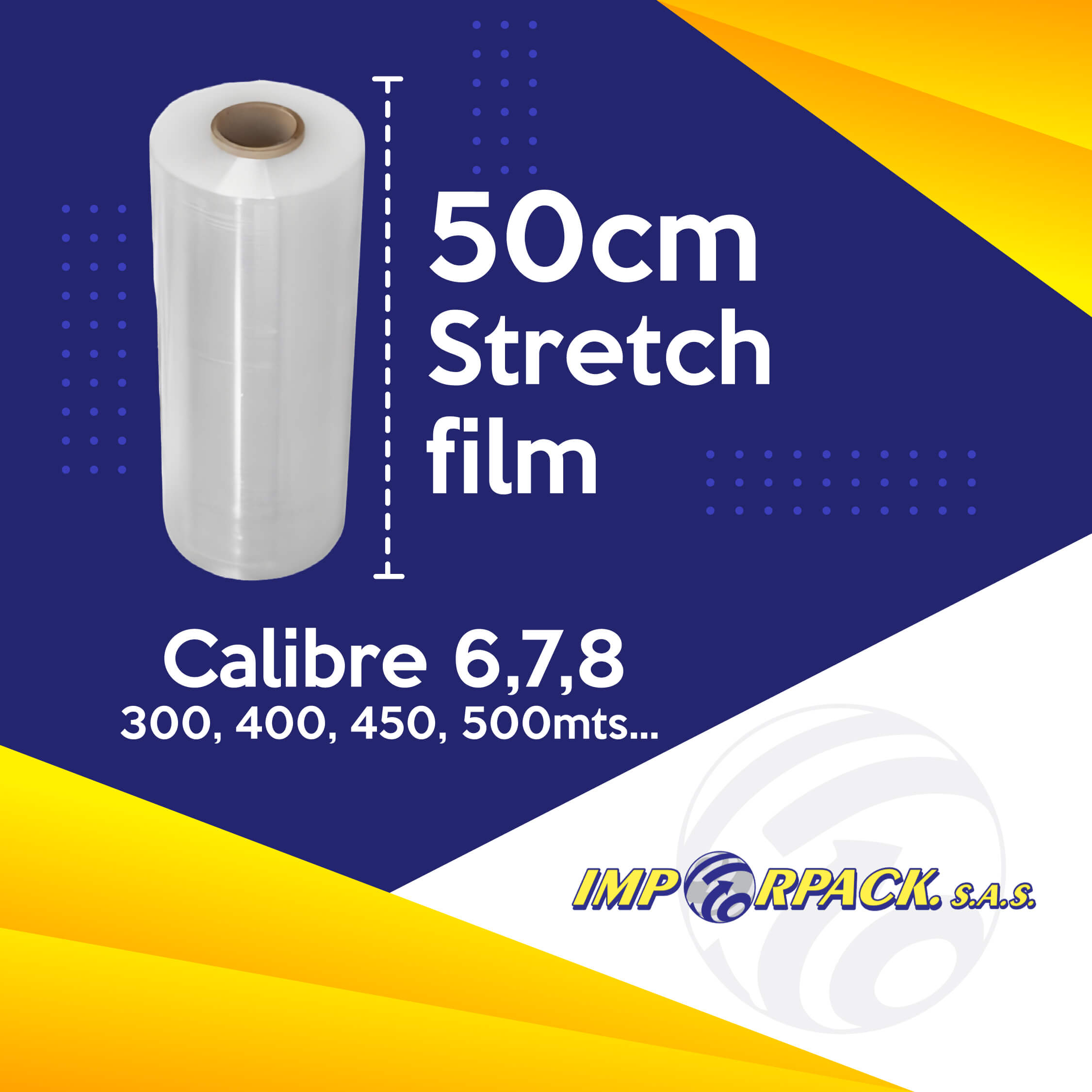 Stretch film de 50 cm ideal para embalaje profesional