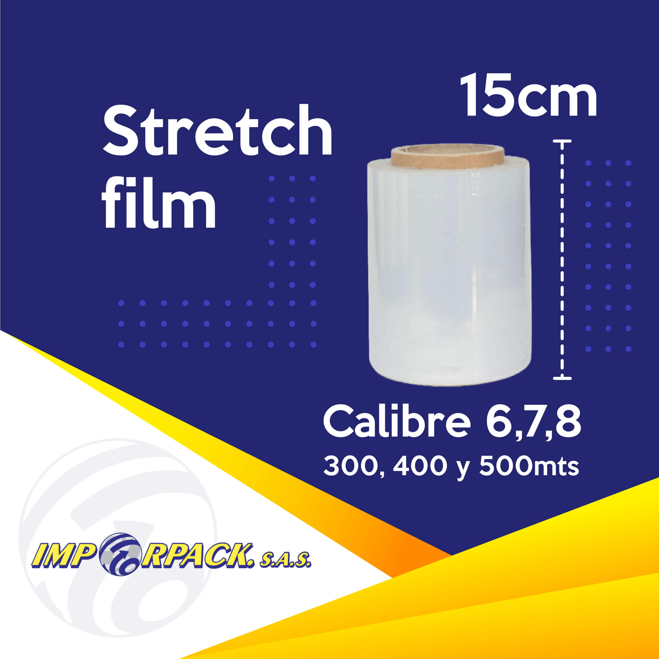 Vinipel de alta resistencia en presentación de 15 cm y múltiples calibres