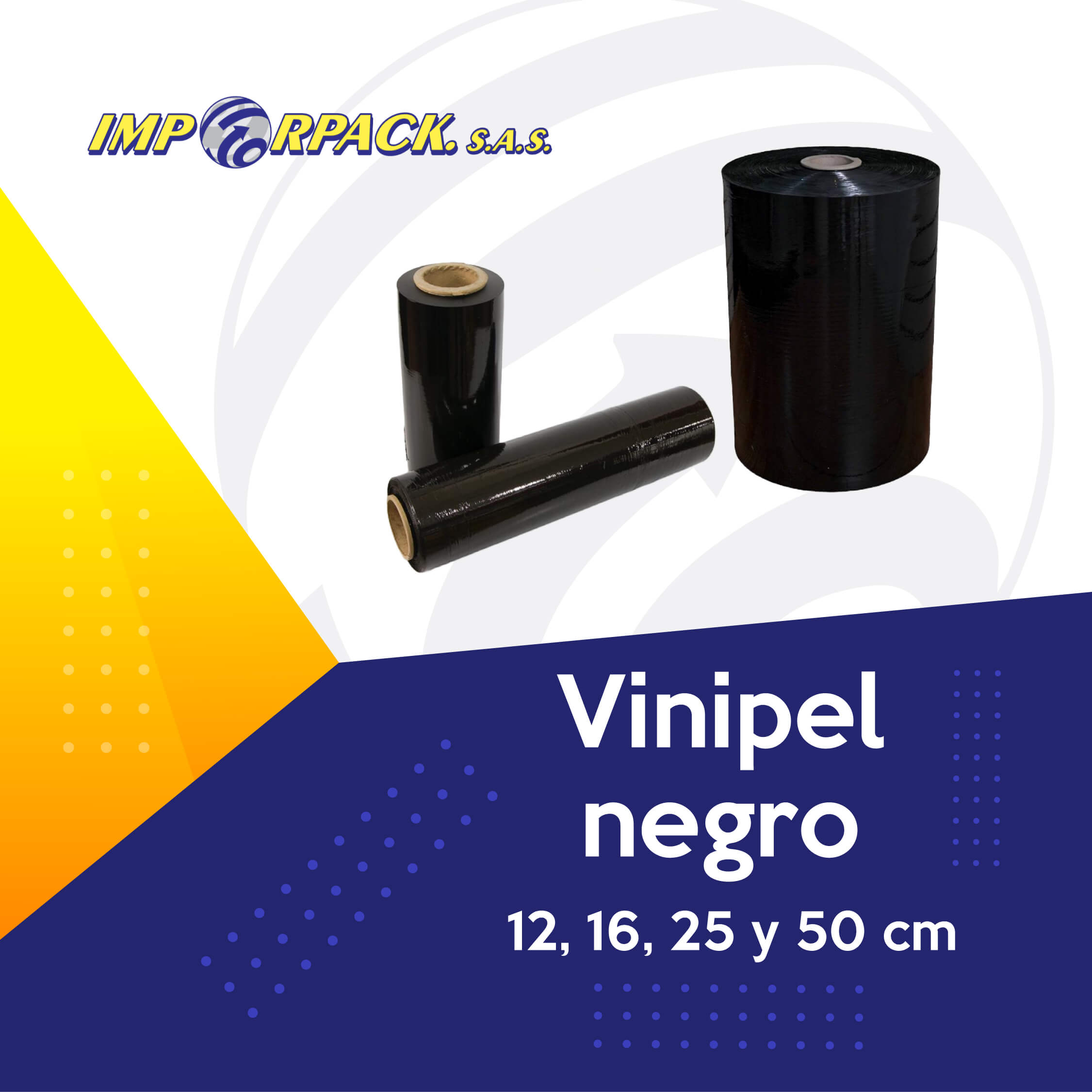 Vinipel negro en presentaciones de 12 a 50 cm – Protección con alta resistencia y opacidad